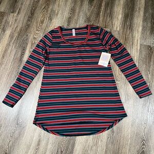 NWT Lularoe‎ Lynnae teal red Black stripes sz: XS